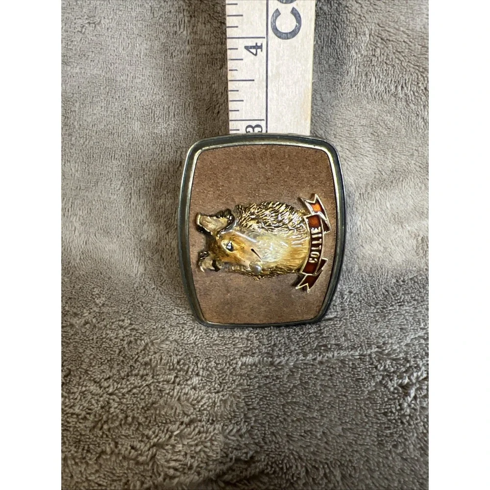 Vintage 1979 Raintree‎ Collie Dog Belt Buckle 3D Brass Enamel Western USA